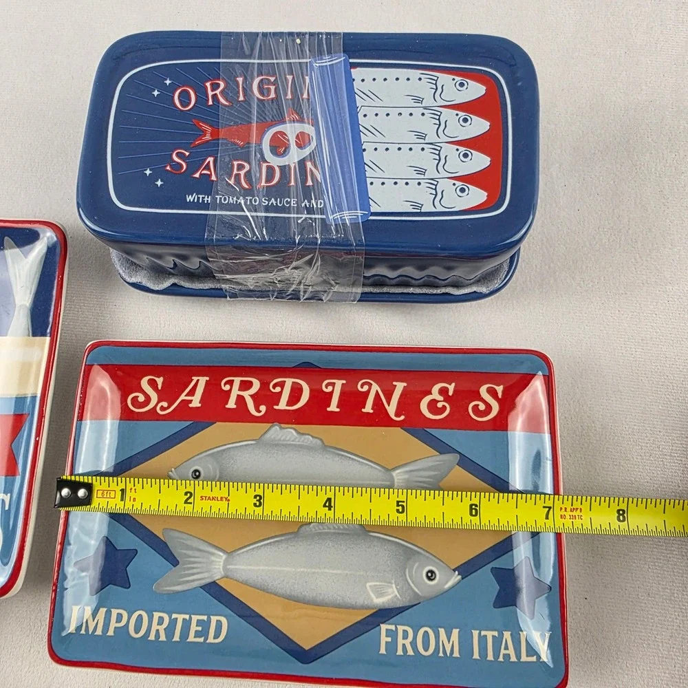 NWT Bundle of Sardine Kitchen Dishes Butter Dish, Spoon Rest S&P Set